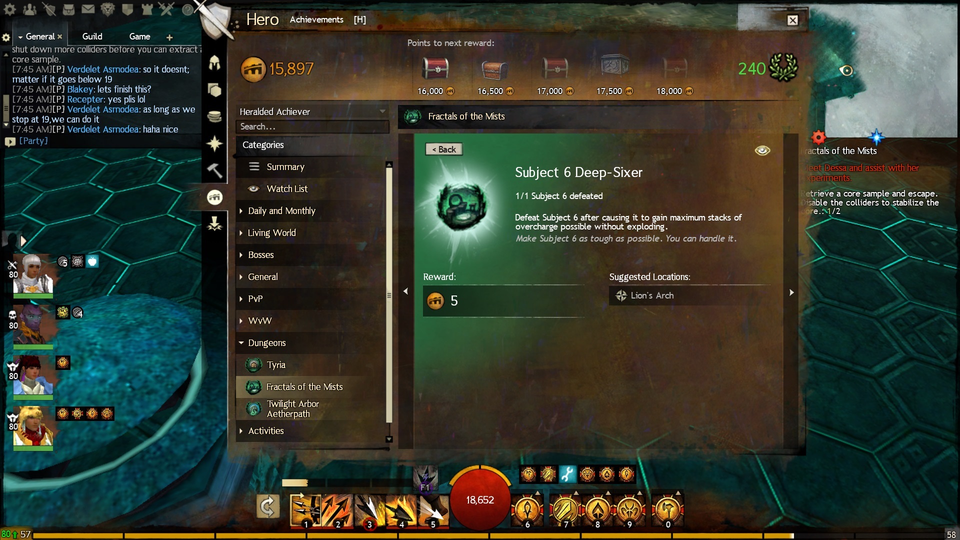 Fractals of the Mists.. Guild Wars 2 there was an Unspecified Error. Please try again.. Next reward